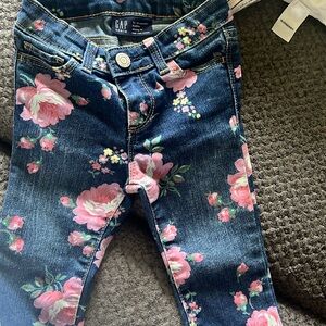 Floral denim toddler girls